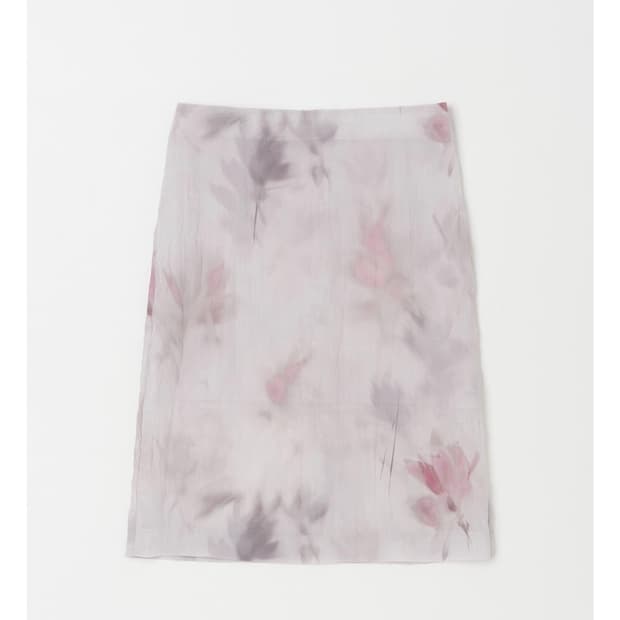 낫띵에브리띵 SILKY FLORAL MIDI SKIRT IN GREY