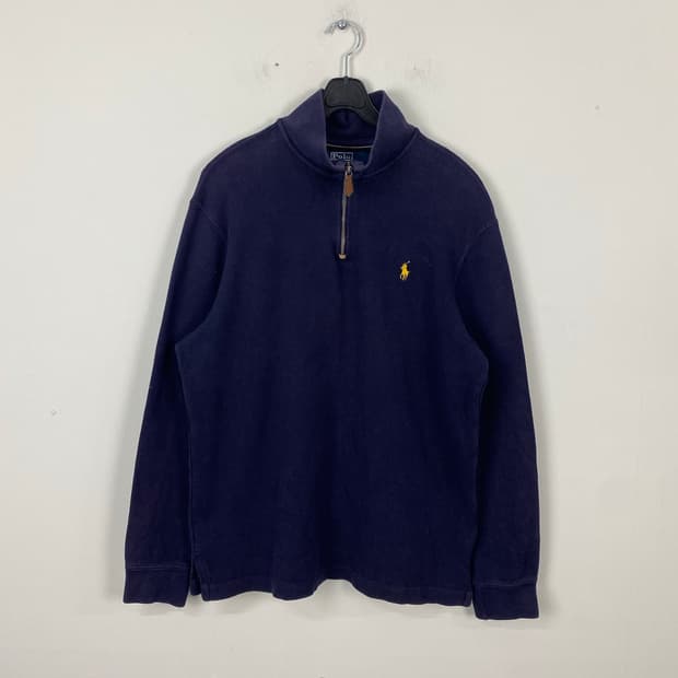 폴로 랄프로렌 네이비 반집업 코튼 니트 L <580>