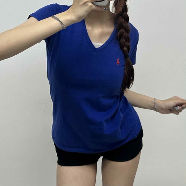폴로 랄프로렌 걸즈 브이넥 반팔 티셔츠(XS)