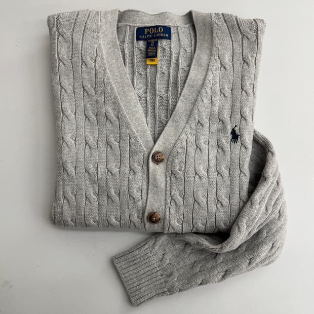 폴로 케이블 니트 가디건 