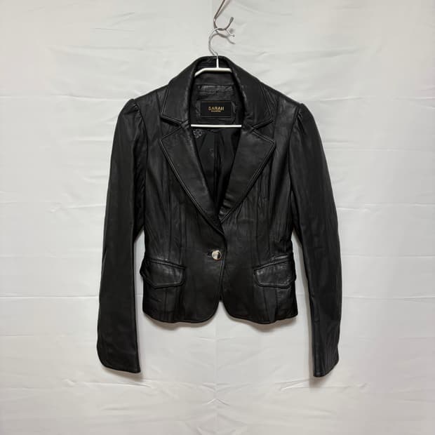 Black Lambskin Puff-Shoulder Blazer