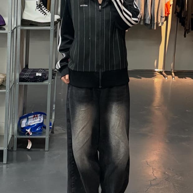 00s 아디다스 일본판 스트라이프 트랙탑 져지 블랙 A1354