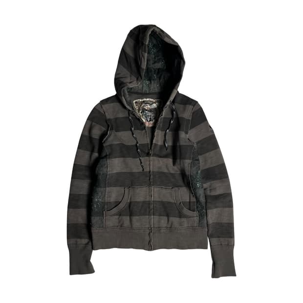 [JPN] 레이스업 스트라이프 후드집업