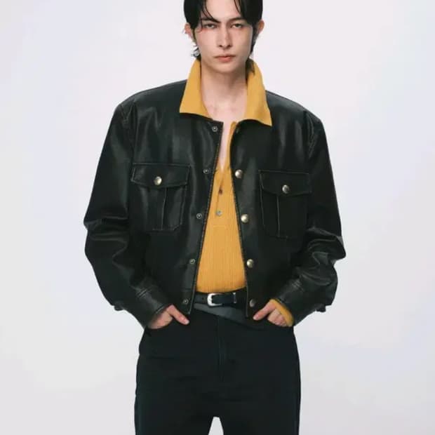 노이스 24fw 퓨어 카라 레더자켓