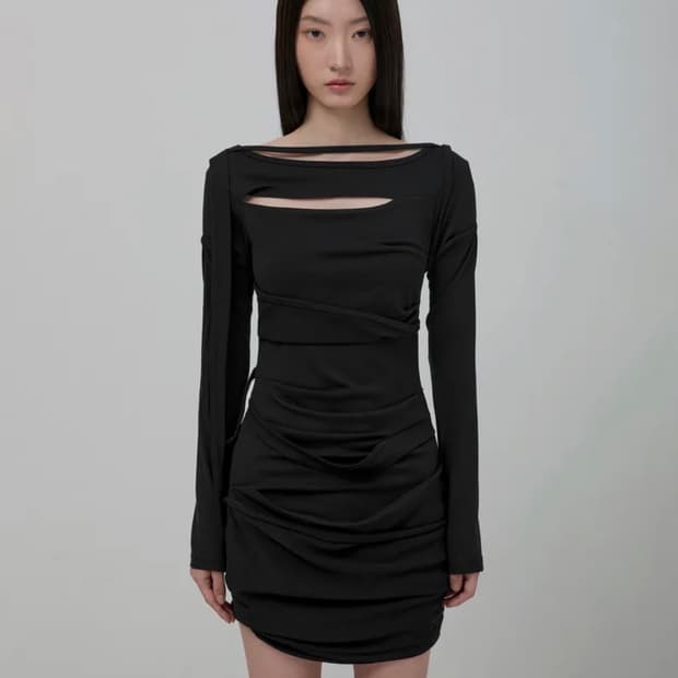 플레이업 Draped Long Dress