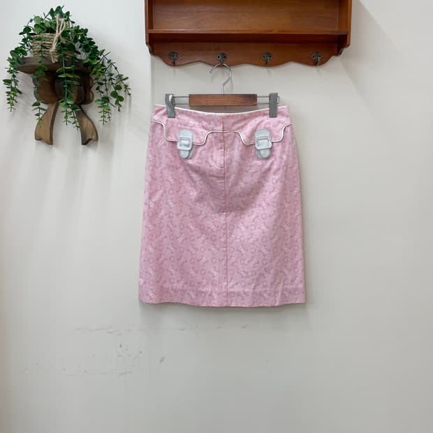셀린느 핑크 마카담 미디 스커트