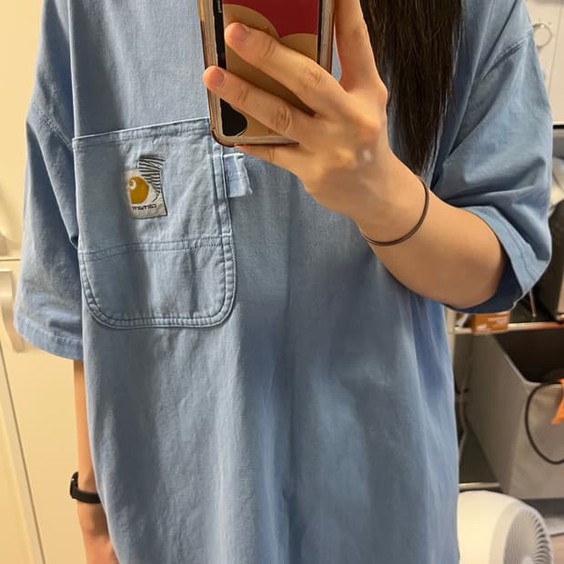 칼하트 블루 포켓 반팔티