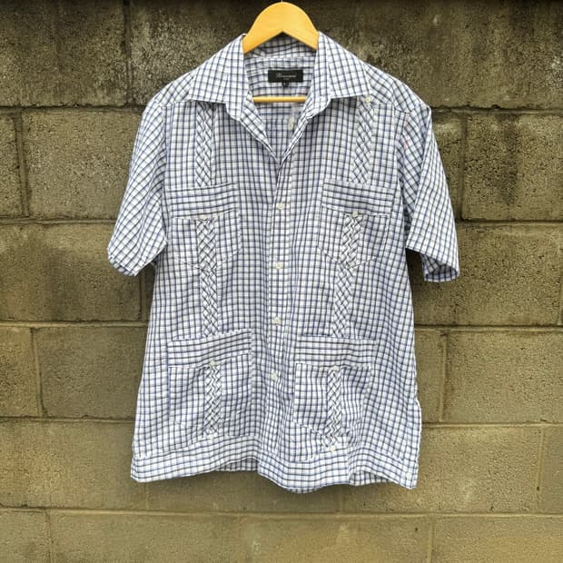 Bresciani italy 빈티지 체크 구아야베라 쿠바 셔츠 L