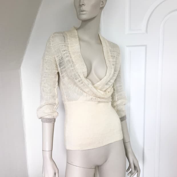 Armani Exchange Cream Knit-Top