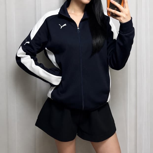 퓨마 네이비 배색트랙자켓
