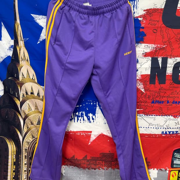 s급 널디 퍼플 옐로우 와이드 트레이닝팬츠 M95