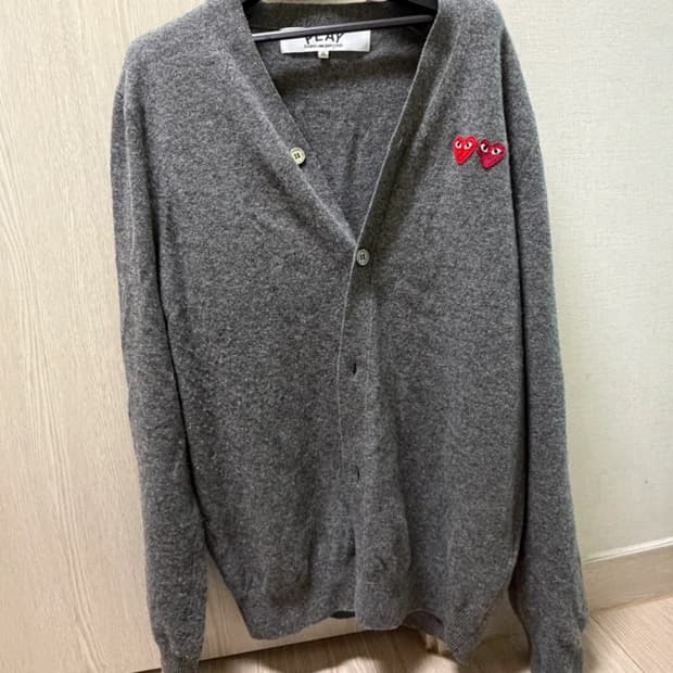 꼼데가르송 더블와펜 그레이 가디건 XL