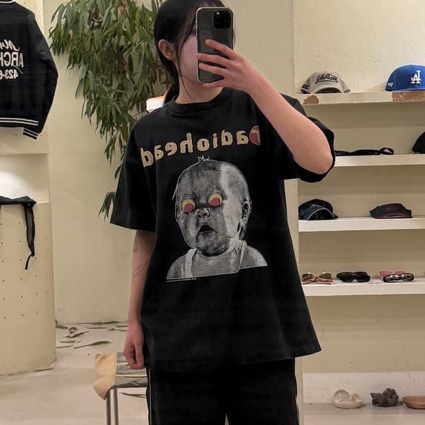 라디오헤드 프린트 베이비 그래픽 반팔 티셔츠 U408