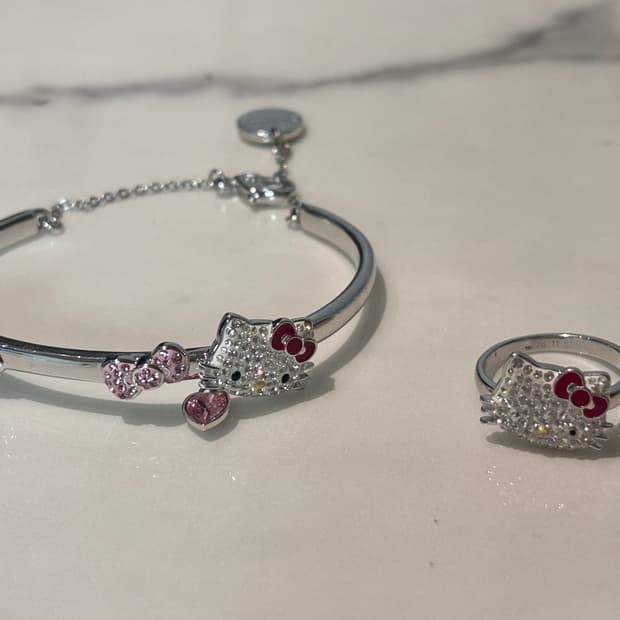 스와로브스키 정품 헬로키티 뱅글팔찌+반지