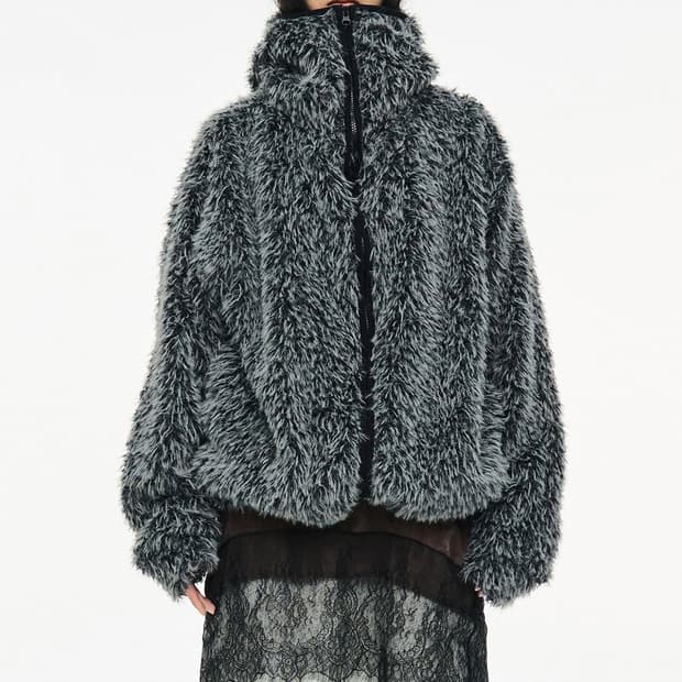 Hairy Balaclava Zip Up / Charcoal