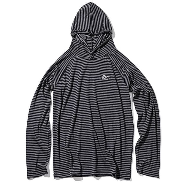 (1회착 택포가격) 매스노운 언메저드 로고 스트라이프 후드티 블랙 L