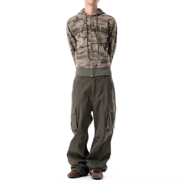 아캄 Washed Semi Wide Cargo Pants 카키