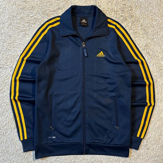 아디다스 ADIDAS 삼각로고 트랙탑 져지 네이비 옐로우