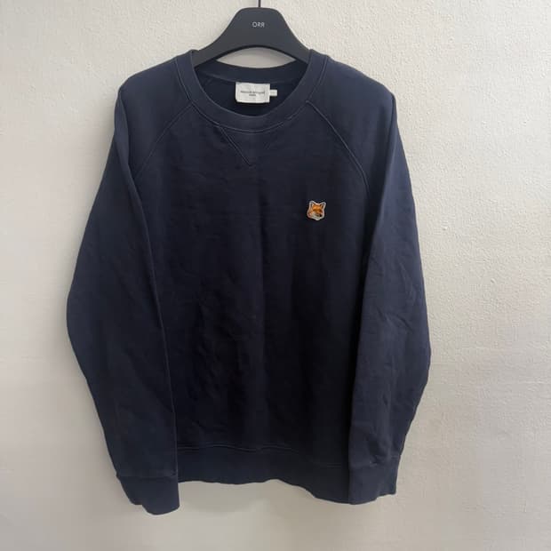 메종키츠네 폭스 헤드 딥네이비 스웨트셔츠 L