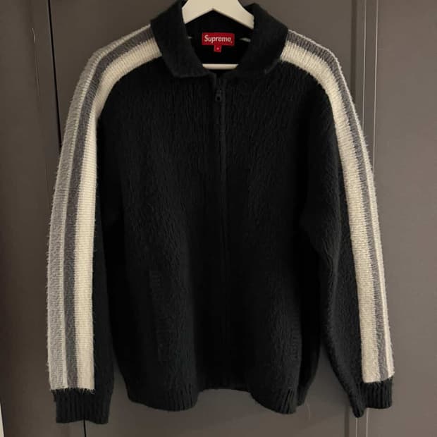 슈프림 슬리브 스트라이프 집업 스웨터 블랙 s
