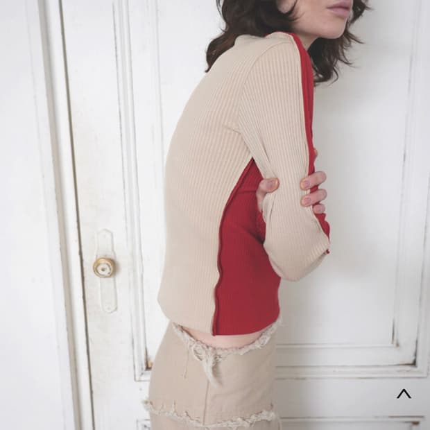 데어드 하프앤하프 롱슬리브 레드