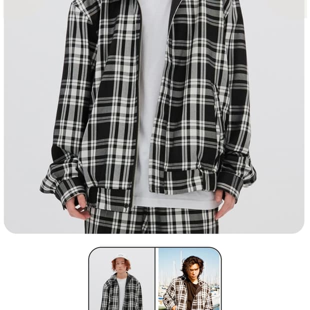 실측 XL 위캔더스 리버서블 양면 체크 플레이드 블루종 자켓 WKNDRS