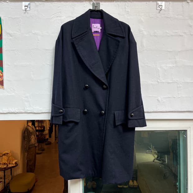 Paul Smith 네이비 더블 브레스티드 울 코트 42
