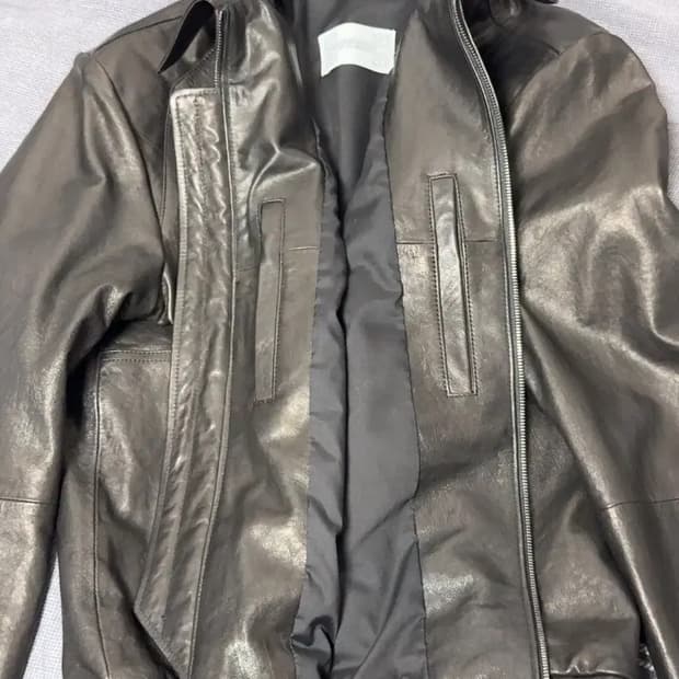 해칭룸 스티치 볼륨 레더자켓 블랙 2