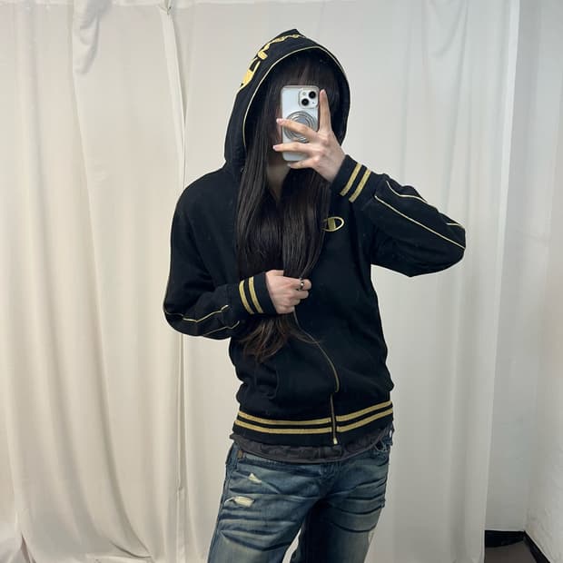 Champion black gold hood jersey