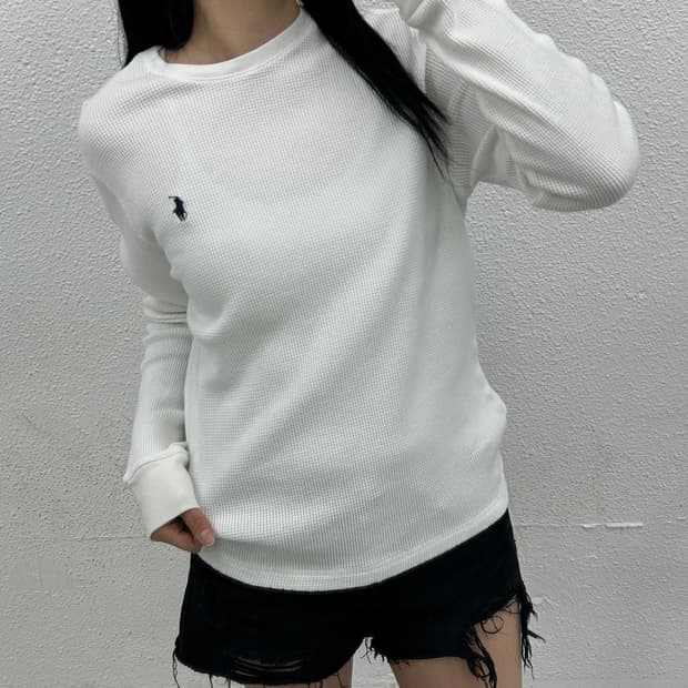 폴로 랄프로렌 네이비포니 화이트 와플 롱슬리브 XL