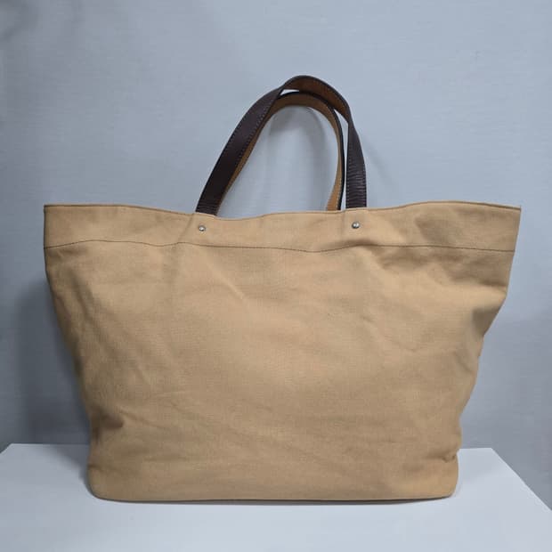 Beams 빔즈 25주년 레더 핸들 캔버스 토트백