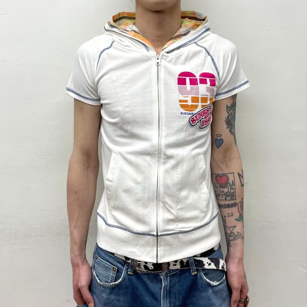 Hawaiian Layered Checkered Hooded T