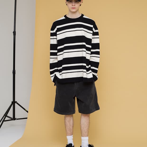 아르스콘택트 롱슬리브 스트라이프 검정색M사이즈