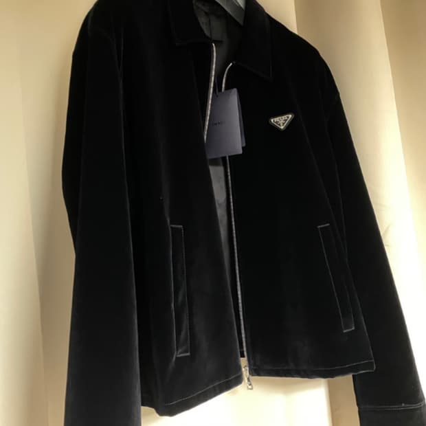 프라다 벨벳 블루종 자켓 m