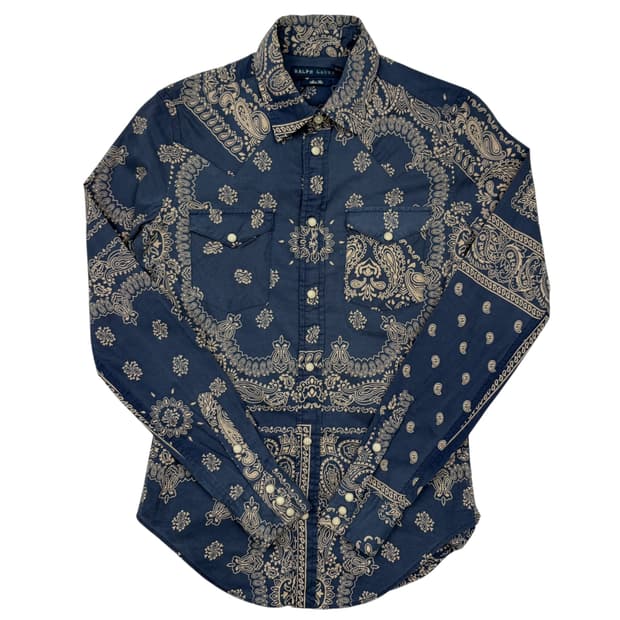 폴로 랄프 로렌 페이즐리 패턴 웨스턴 셔츠 S