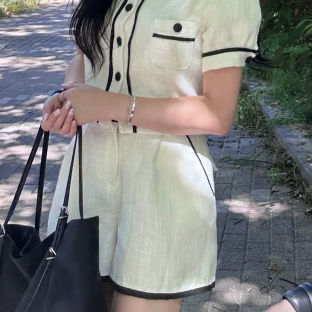마리마켓 제작 트위드배색 자켓 s사이즈
