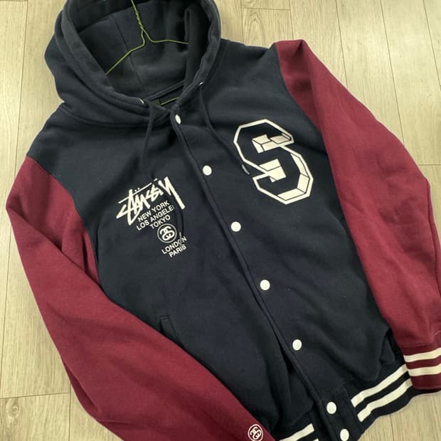 스투시 S로고 월드투어 버튼 후드집업