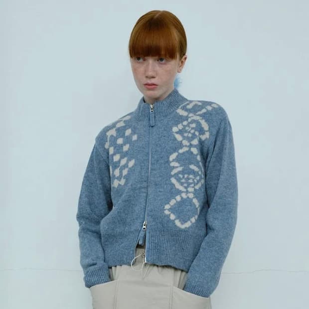 Two Way Knitted Zip-Up [Sky Blue]