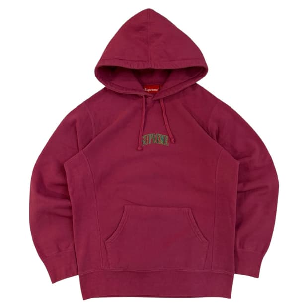 17ss 슈프림 글리터 아크 후드티 와인 버건디