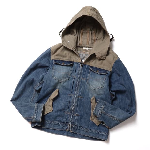 아비렉스 Avirex Type Blue Denim Hood Zip Up 