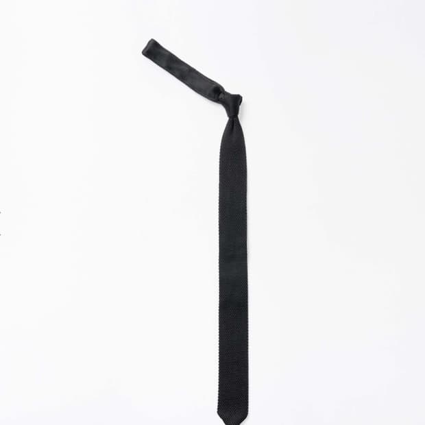 이얼즈어고 SOLID BLACK SILK KNIT TIE