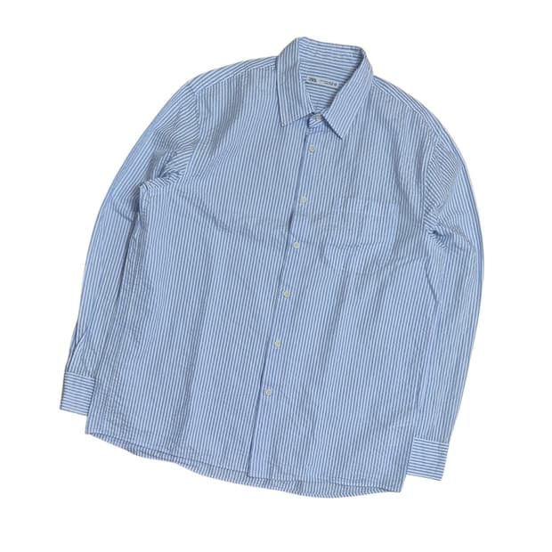 (새상품급) ZARA 자라 스트라이프 시어서커 셔츠