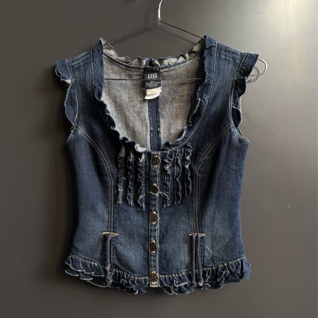 Anna sui denim ruffle top