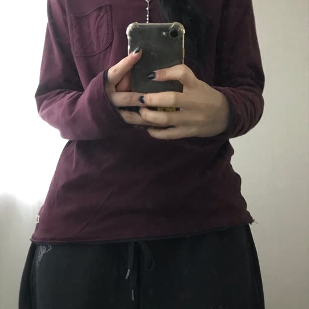 리바이스 버건디 그런지디테일 롱슬리브