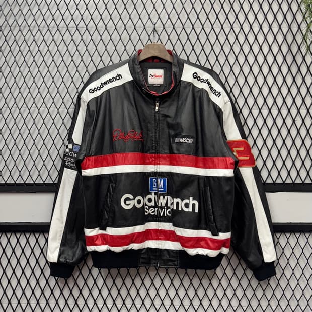 90s 바시티자켓 체이스 레이스웨어 데일 언하트 나스카 블랙 레드