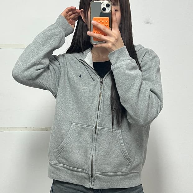 폴로 랄프로렌 신형QR 포니로고 그레이 후드집업