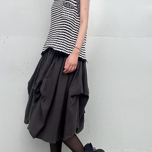 Fringe checker pattern sleeveless knit