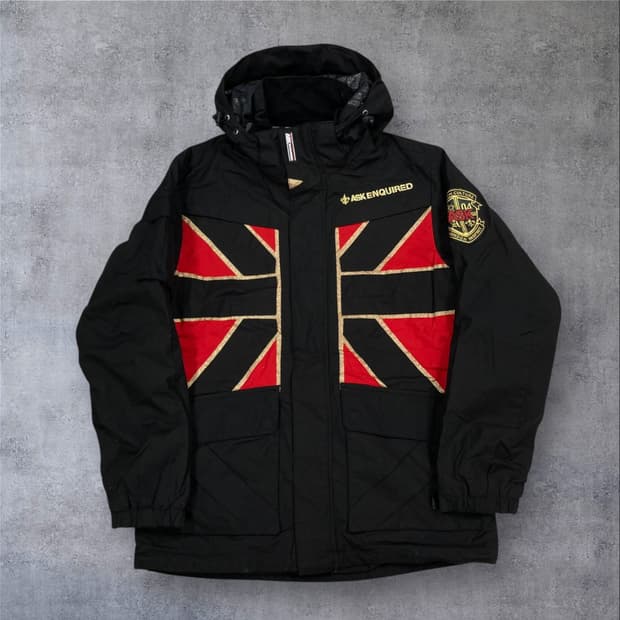 ASK y2k 블랙 컬러 유니언잭 빅로고 스키 파카