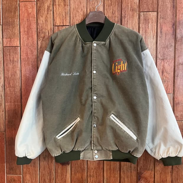 USA 빈티지 데님패딩 바시티