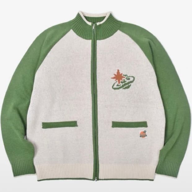 Orange Knit Zip-Up - Green